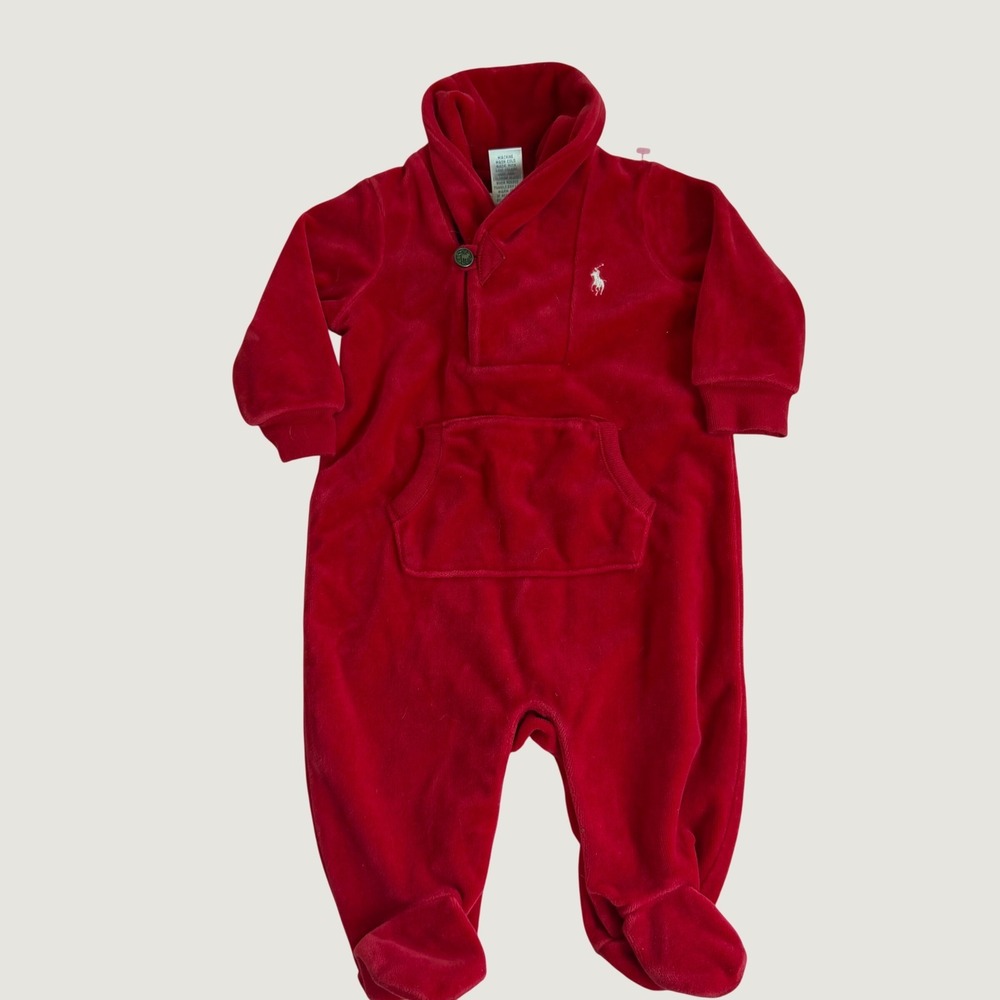Ralph Lauren Long Sleeve Red Footie One Piece Size 9 Months